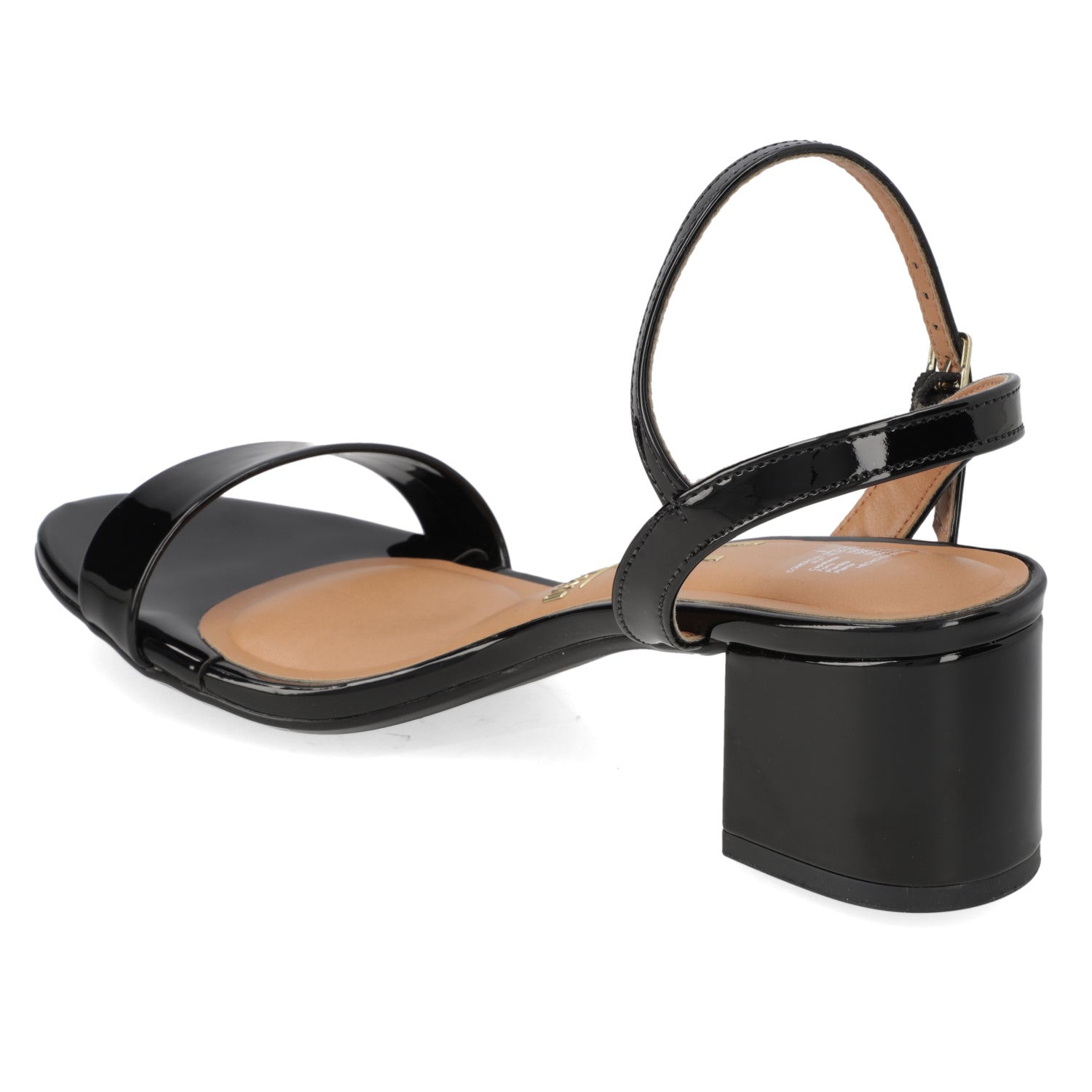 Sandalia Taco Cuadrado Efecto Charol Negro 34 / Negro