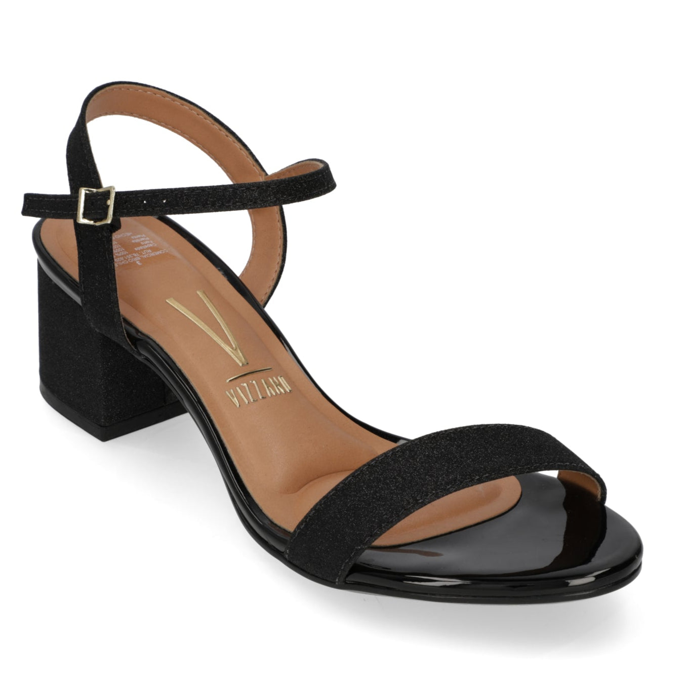 Sandalia Taco Ancho Textil Glitter Negra 35 / Negro