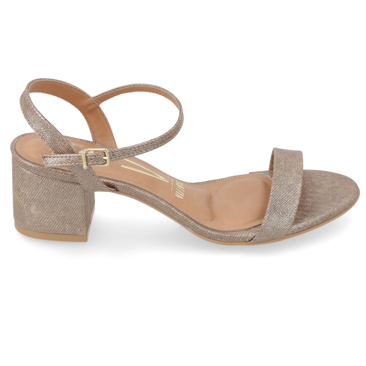 Sandalia Taco Ancho Medio Oro Vizzano Ecocuero Brillante 35 / Oro