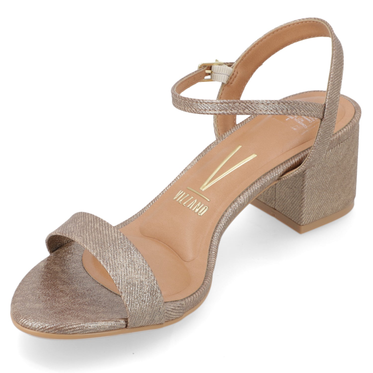 Sandalia Taco Ancho Medio Oro Vizzano Ecocuero Brillante 35 / Oro
