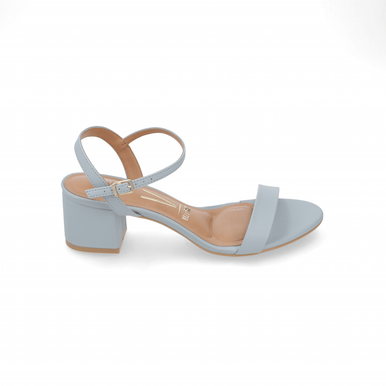 Sandalia Taco Ancho Medio Celeste Vizzano Ecocuero 35 / Celeste