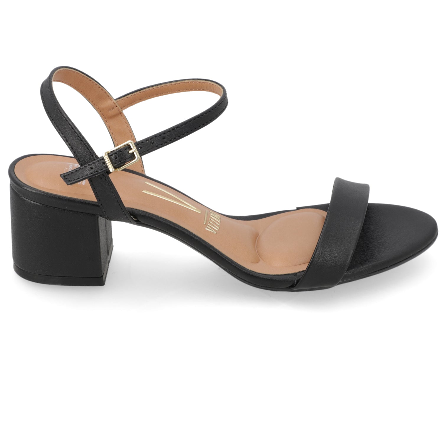 Sandalia Taco Ancho EcoCuero Negra 35