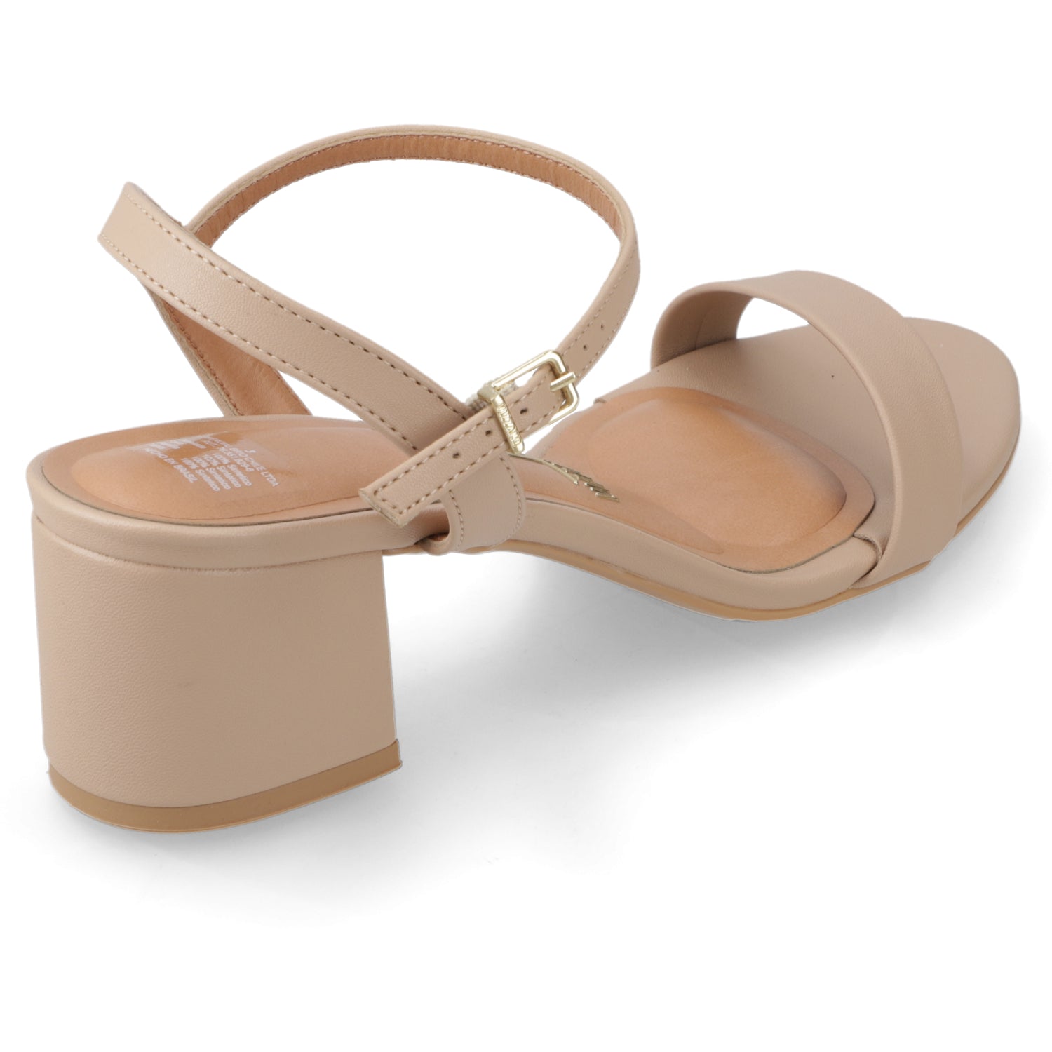 Sandalia Taco Ancho Eco Cuero Beige