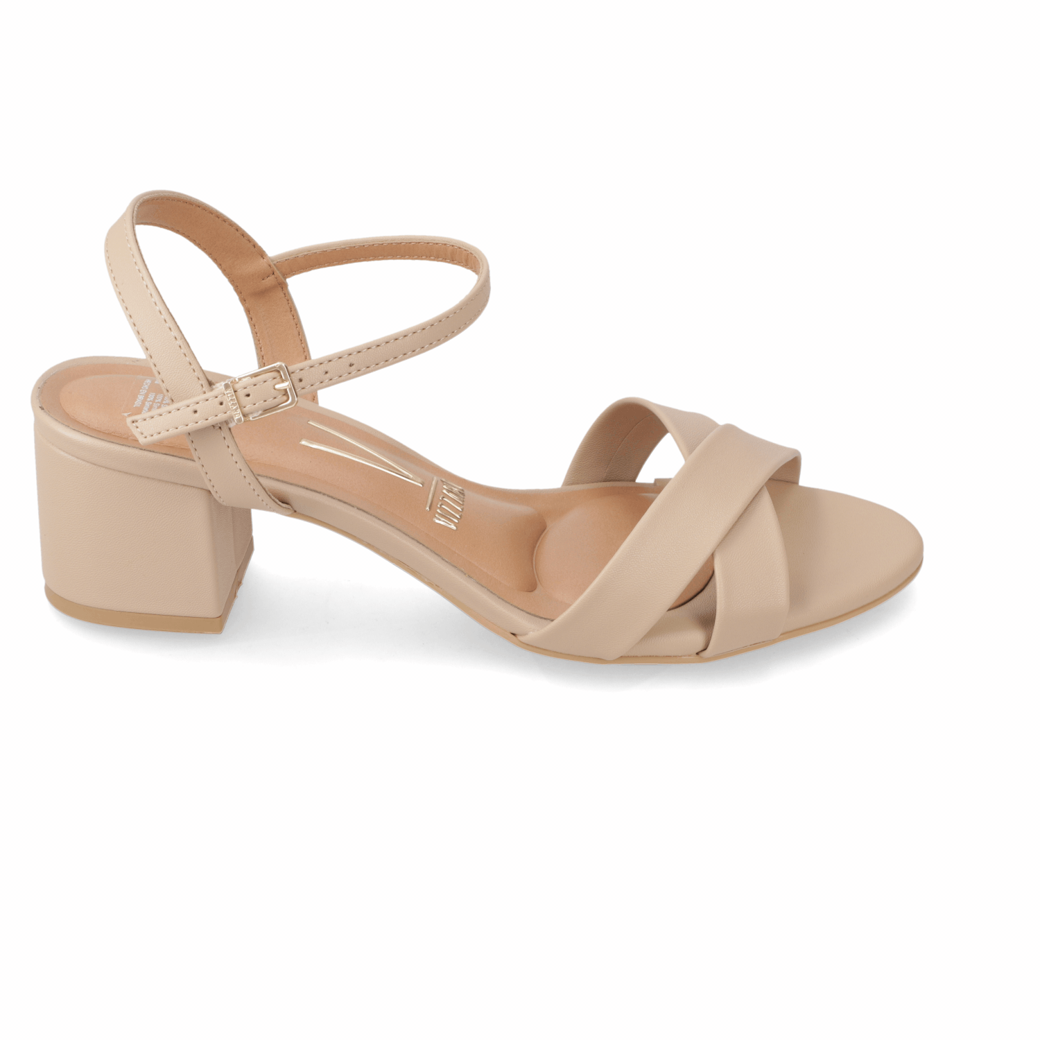 Sandalia Taco Ancho Medio Beige Vizzano Ecocuero 35 / Beige