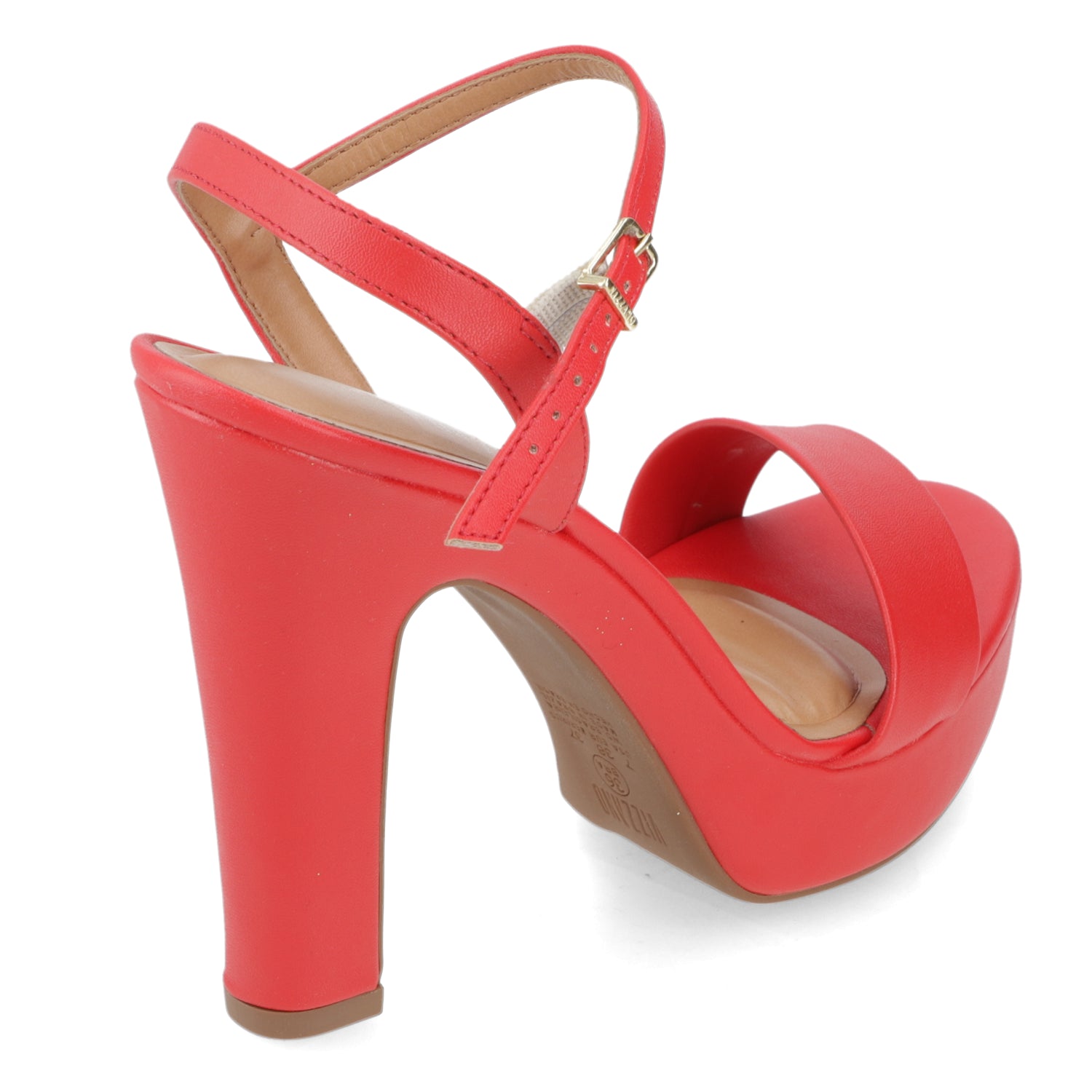 Sandalia Taco Ancho Alto Rojo Vizzano