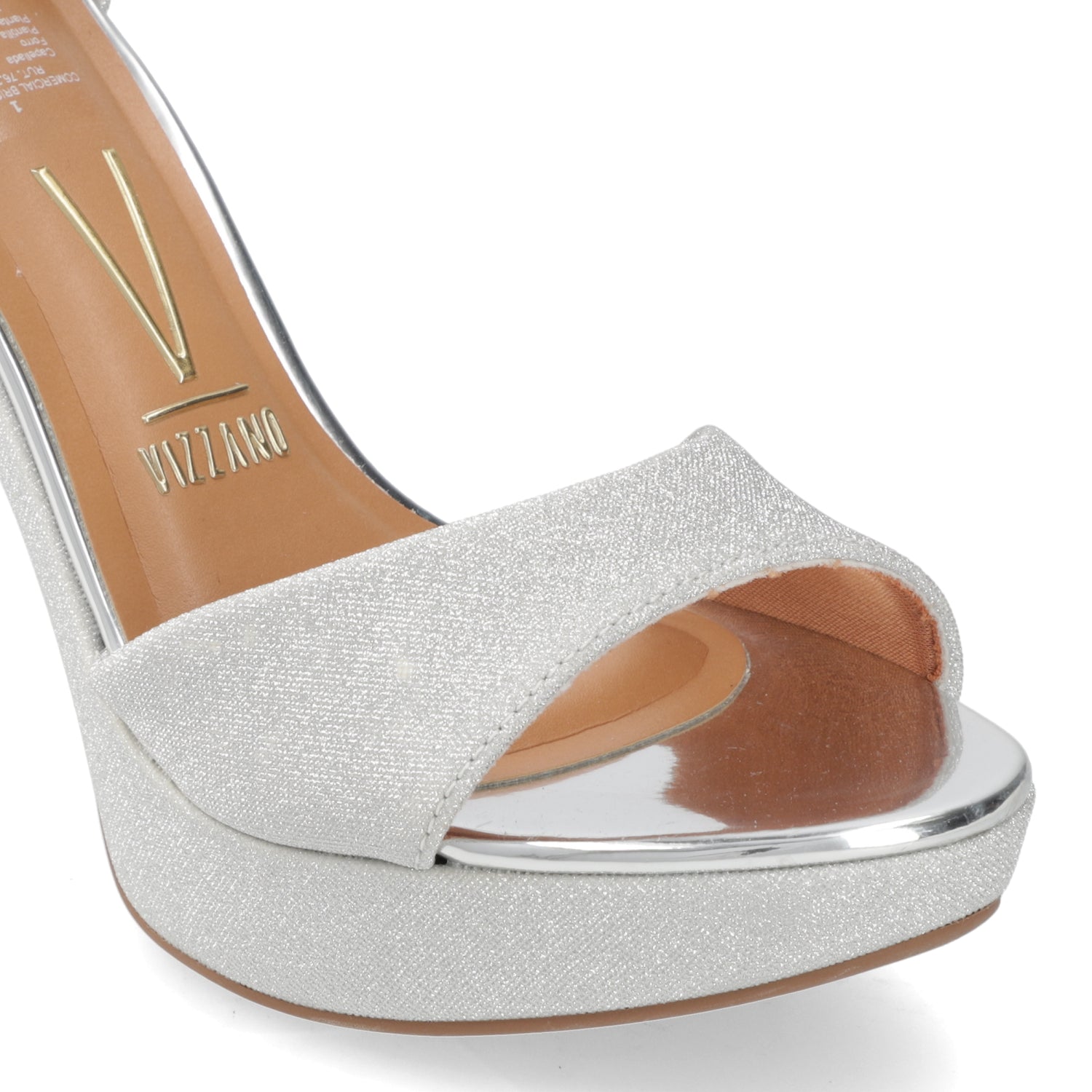 Sandalia Taco Ancho Glitter Plateado 34 / Plateado
