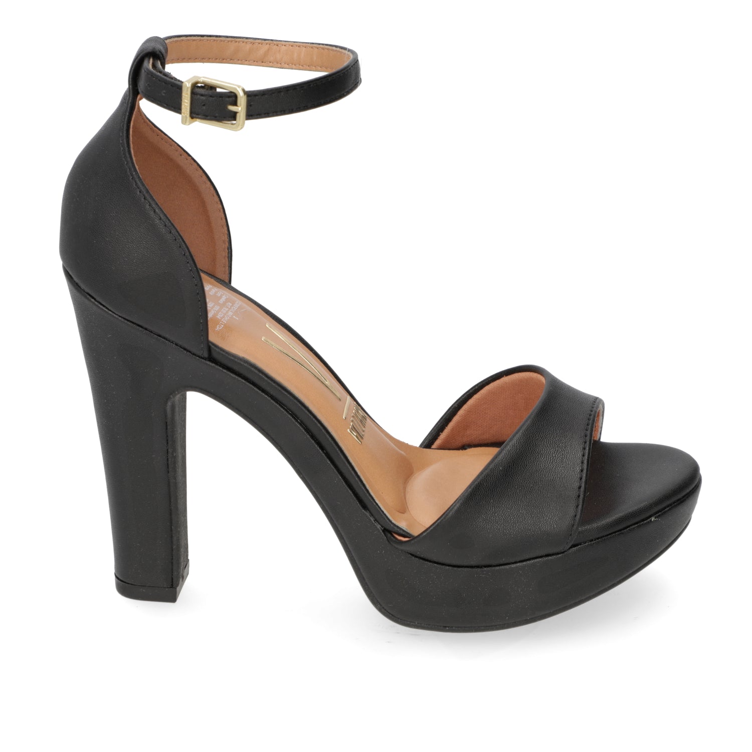 Sandalia Taco Ancho Alto Negro Vizzano