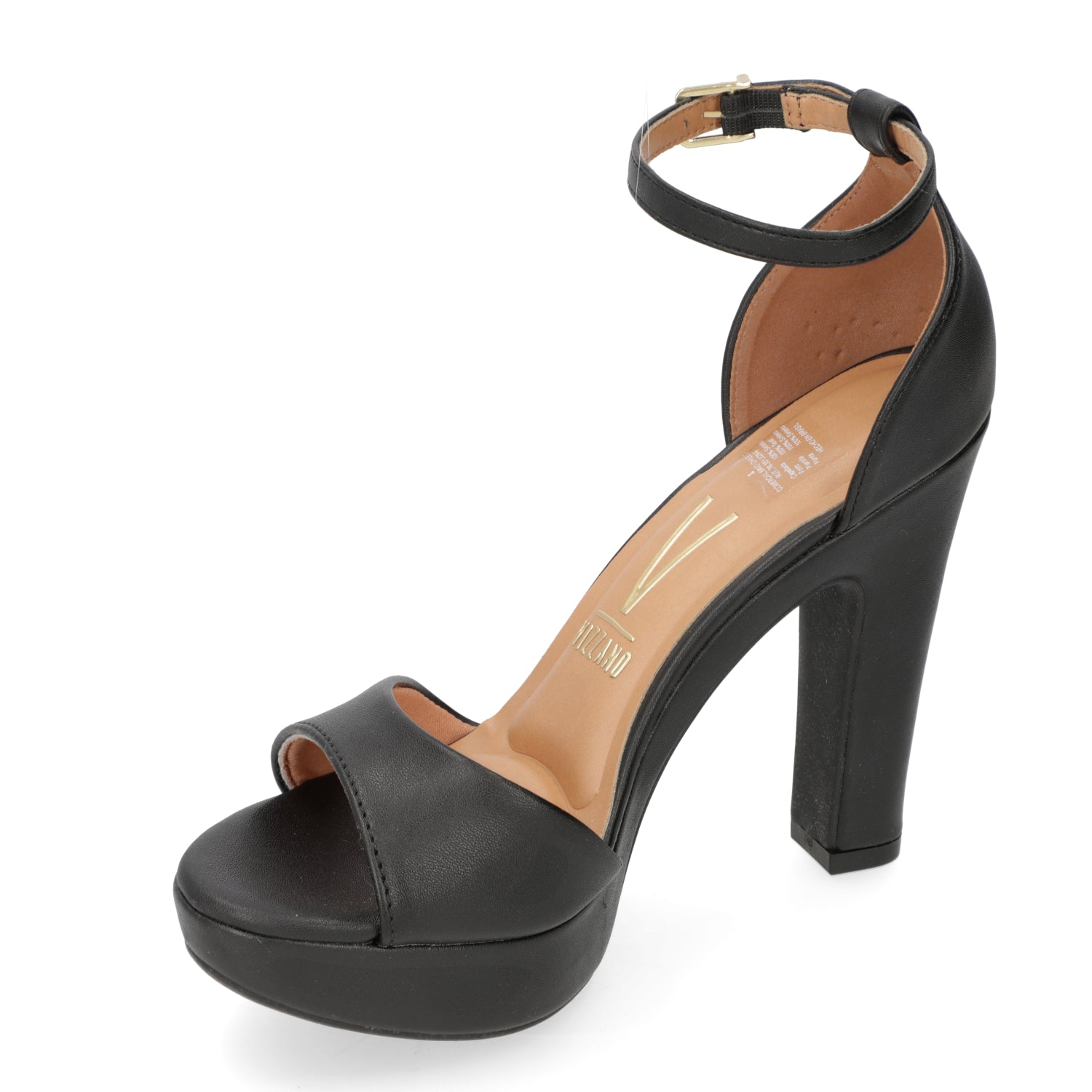 Sandalia Taco Ancho Alto Negro Vizzano