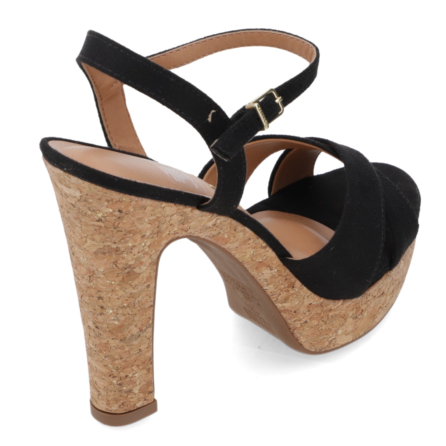 Sandalia Taco Ancho Alto Negro Vizzano Efecto Gamuza 34 / Negro