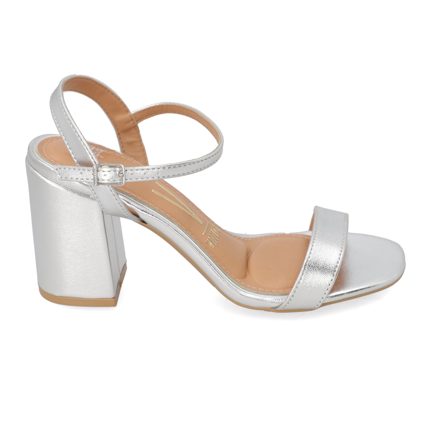 Sandalia Taco Cuadrado Eco Cuero Metalizada 6409-208-14710-41