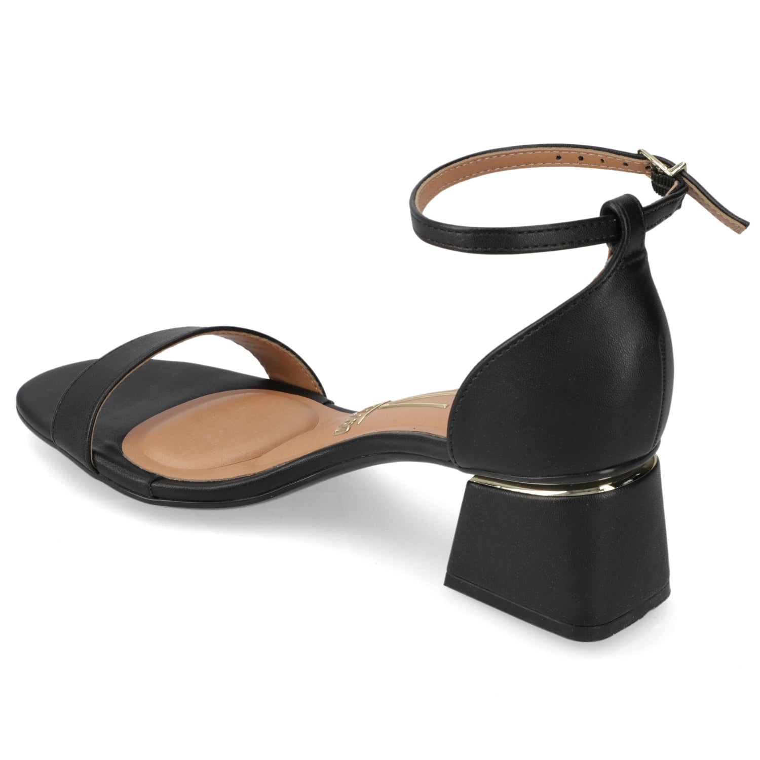 Sandalia Taco Ancho Eco Cuero Negro 35