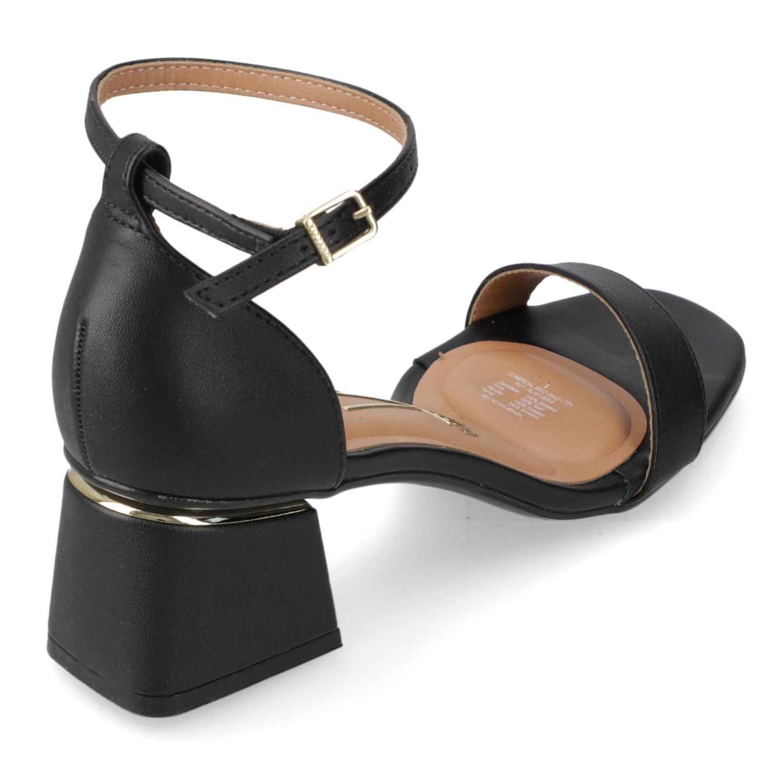 Sandalia Taco Ancho Eco Cuero Negro 35