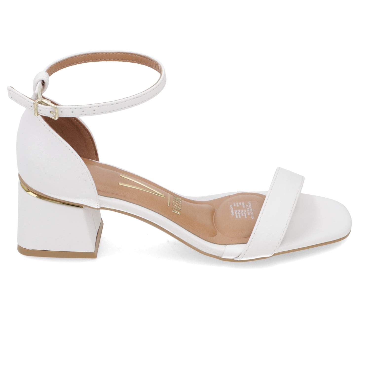 Sandalia Taco Ancho Eco Cuero Blanco 35