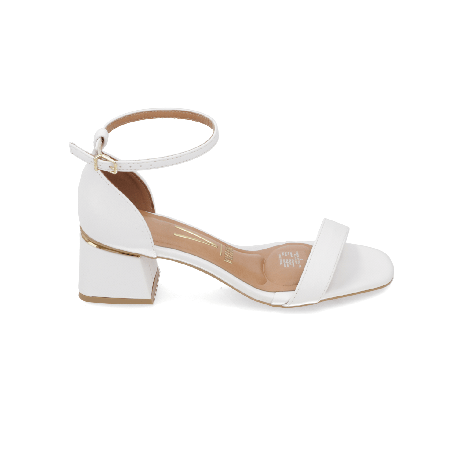 Sandalia Taco Ancho Eco Cuero Blanco 35