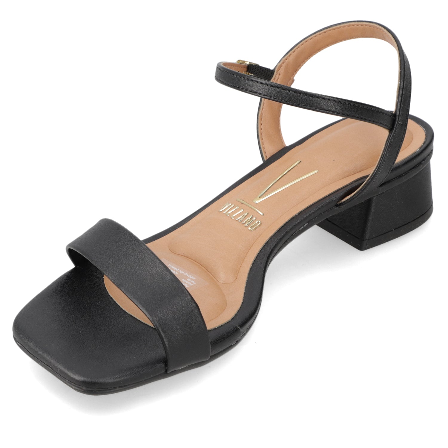 Sandalia Taco Ancho Eco Cuero Negro 35