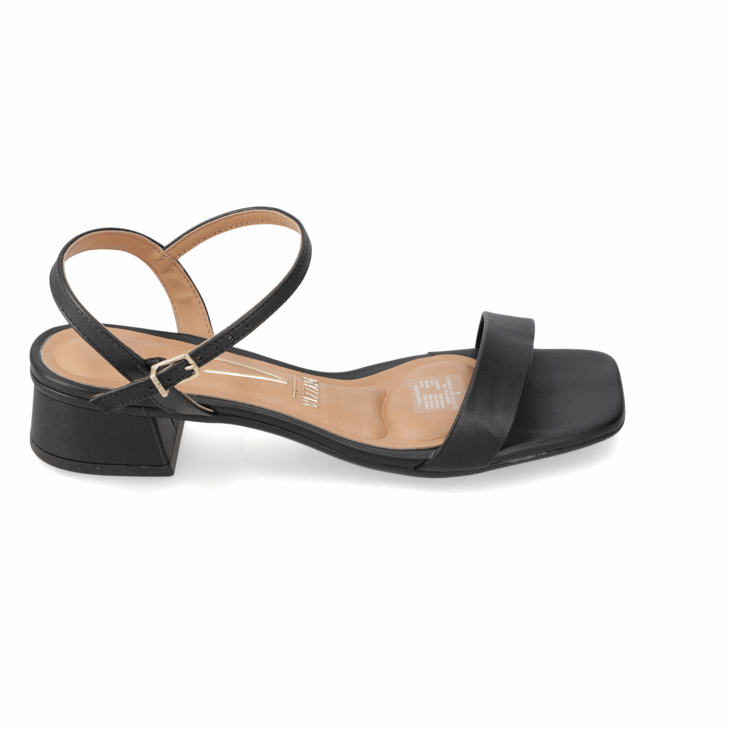 Sandalia Taco Ancho Eco Cuero Negro 35