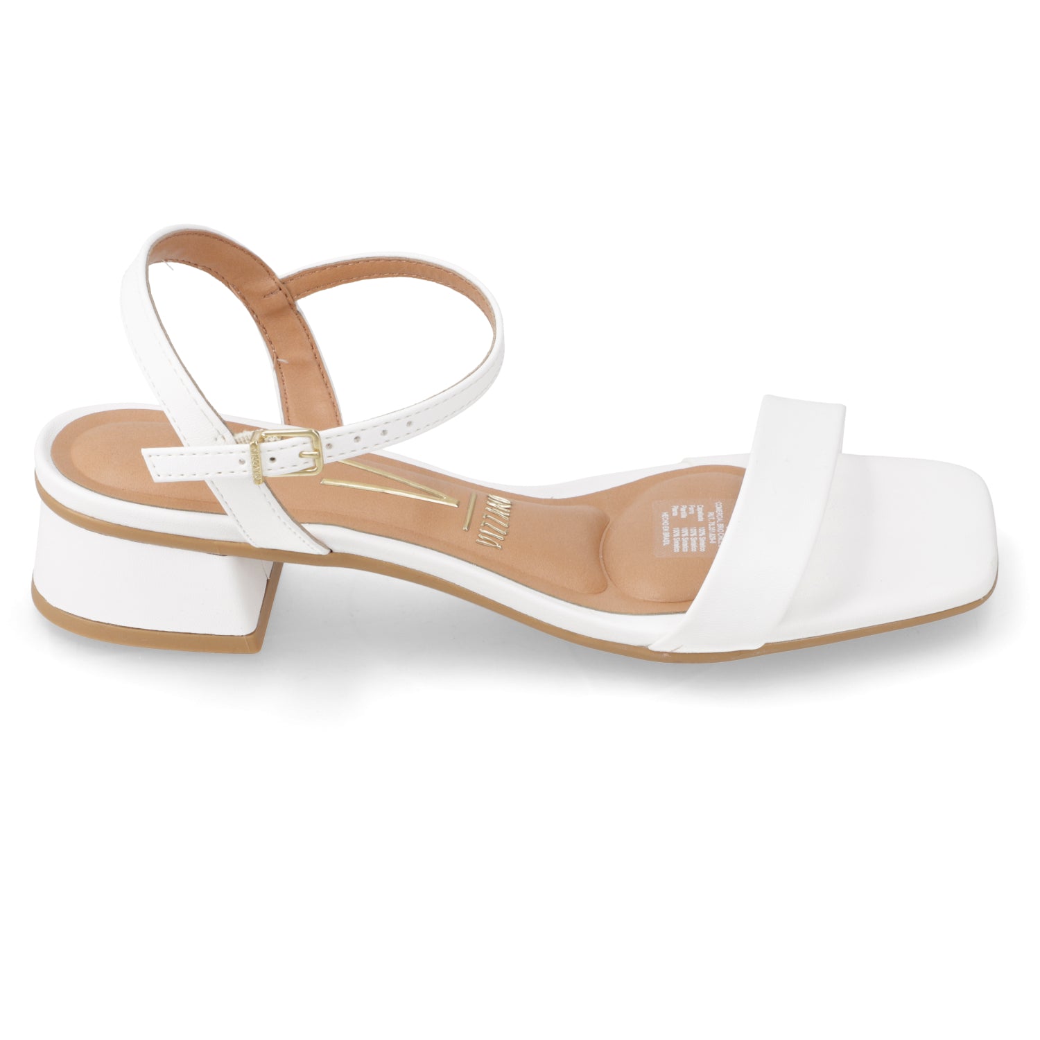 Sandalia Taco Ancho Eco Cuero Blanco 35