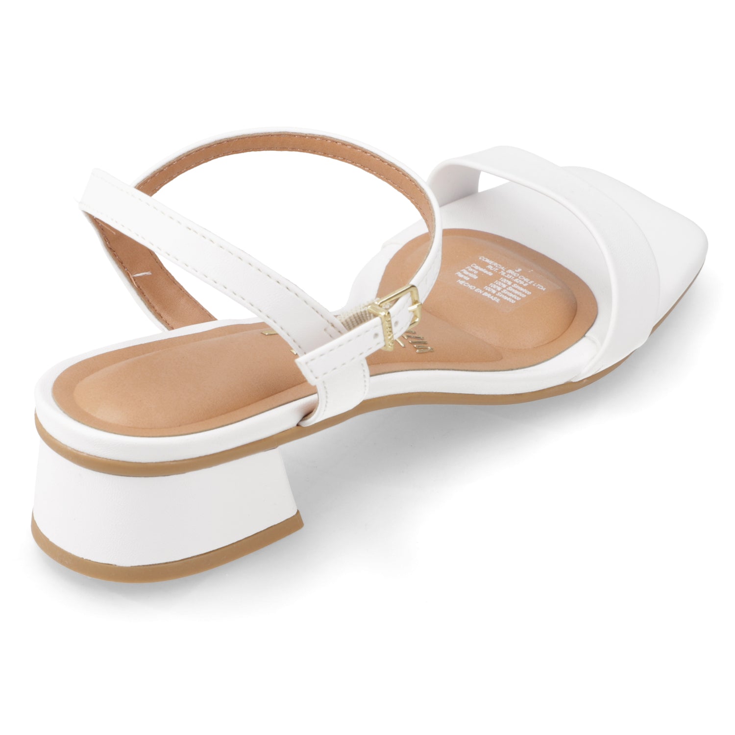 Sandalia Taco Ancho Eco Cuero Blanco 35