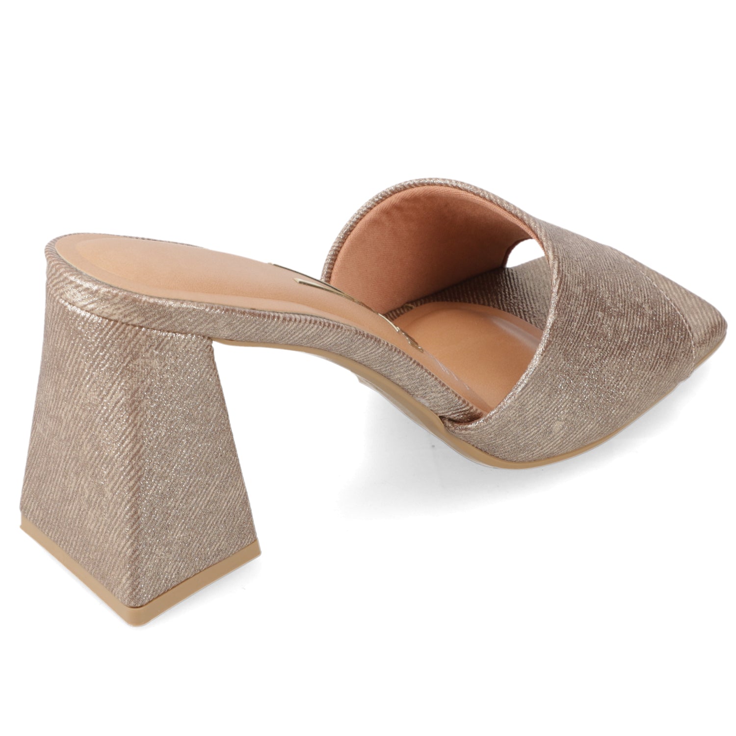 Sandalia Taco Ancho Alto Oro Vizzano Ecocuero Brillante 34 / Oro