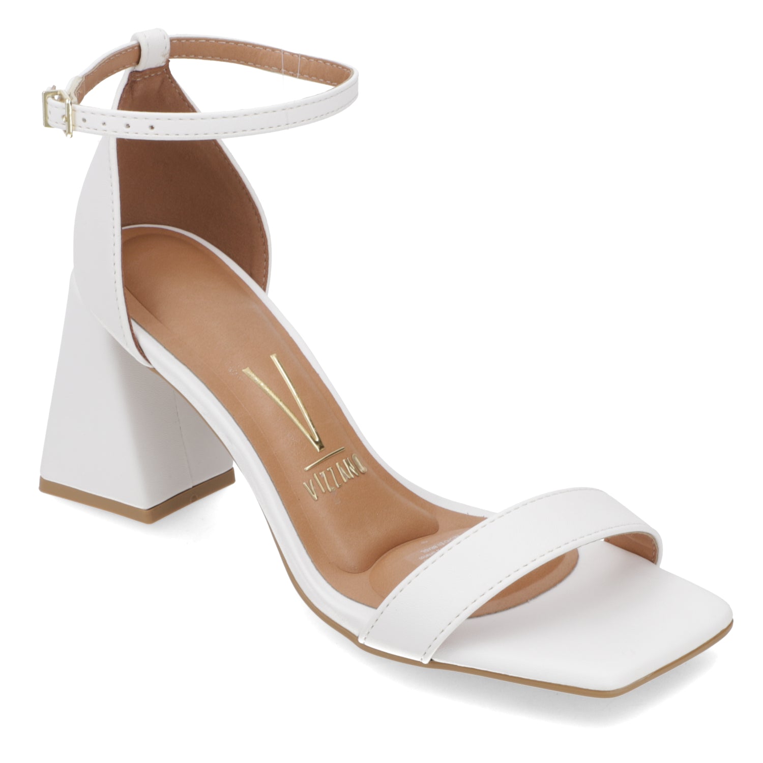 Sandalia Taco Ancho Eco Cuero Blanco 35 / Blanco