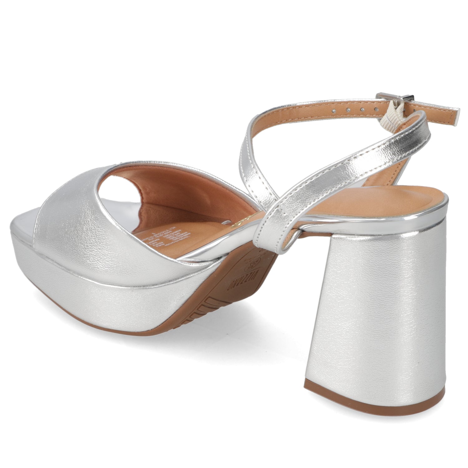 Sandalia Taco Ancho Plateada Vizzano 34 / Plateado