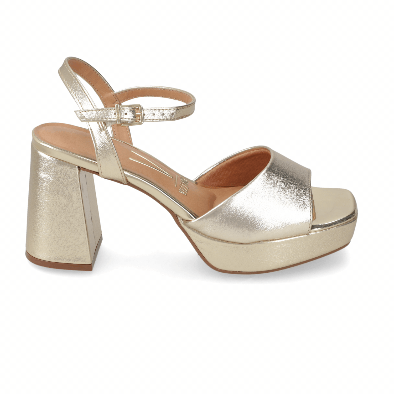 Sandalia Taco Ancho Dorada Vizzano 34 / Dorado