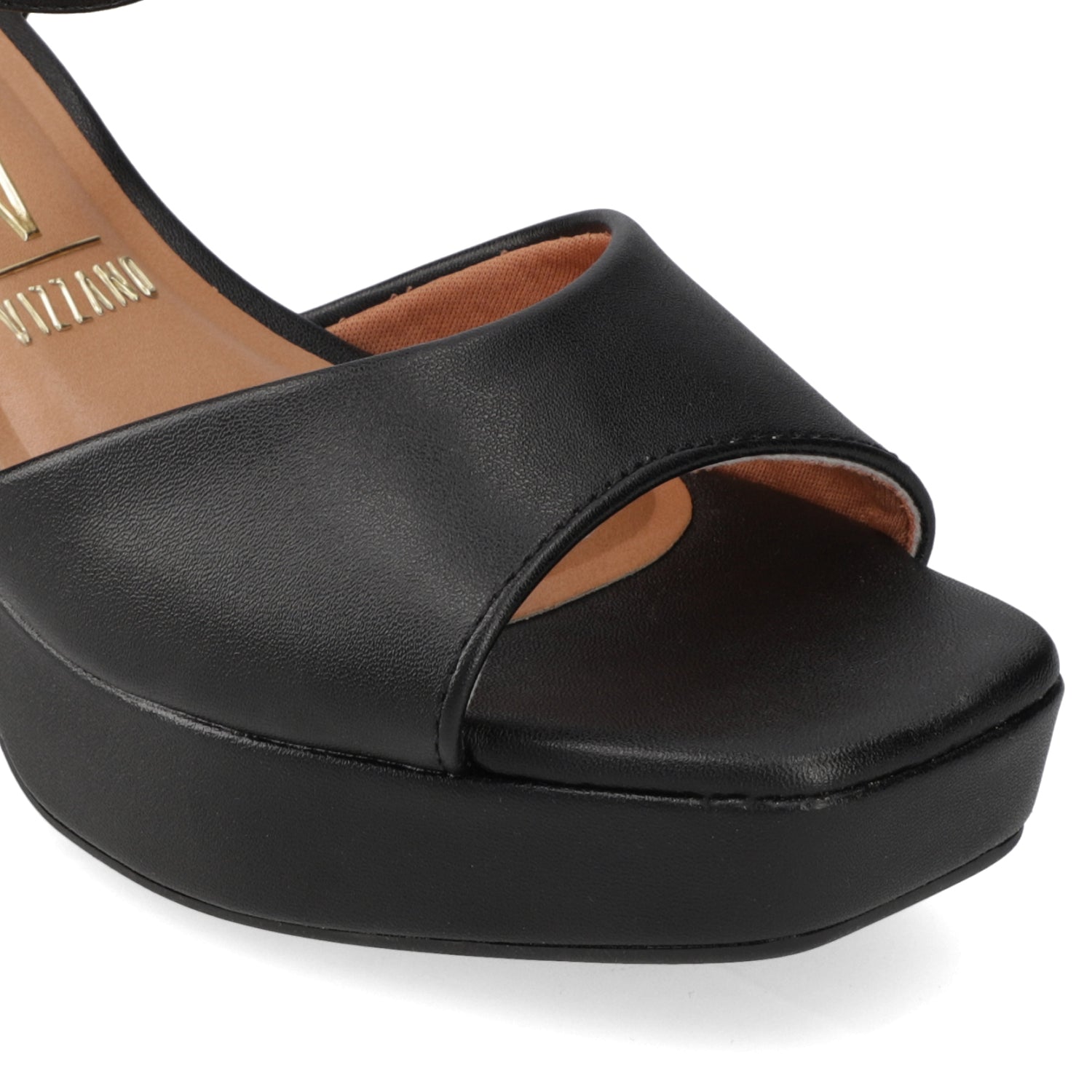 Sandalia Taco Ancho Eco Cuero Negro 35 / Negro