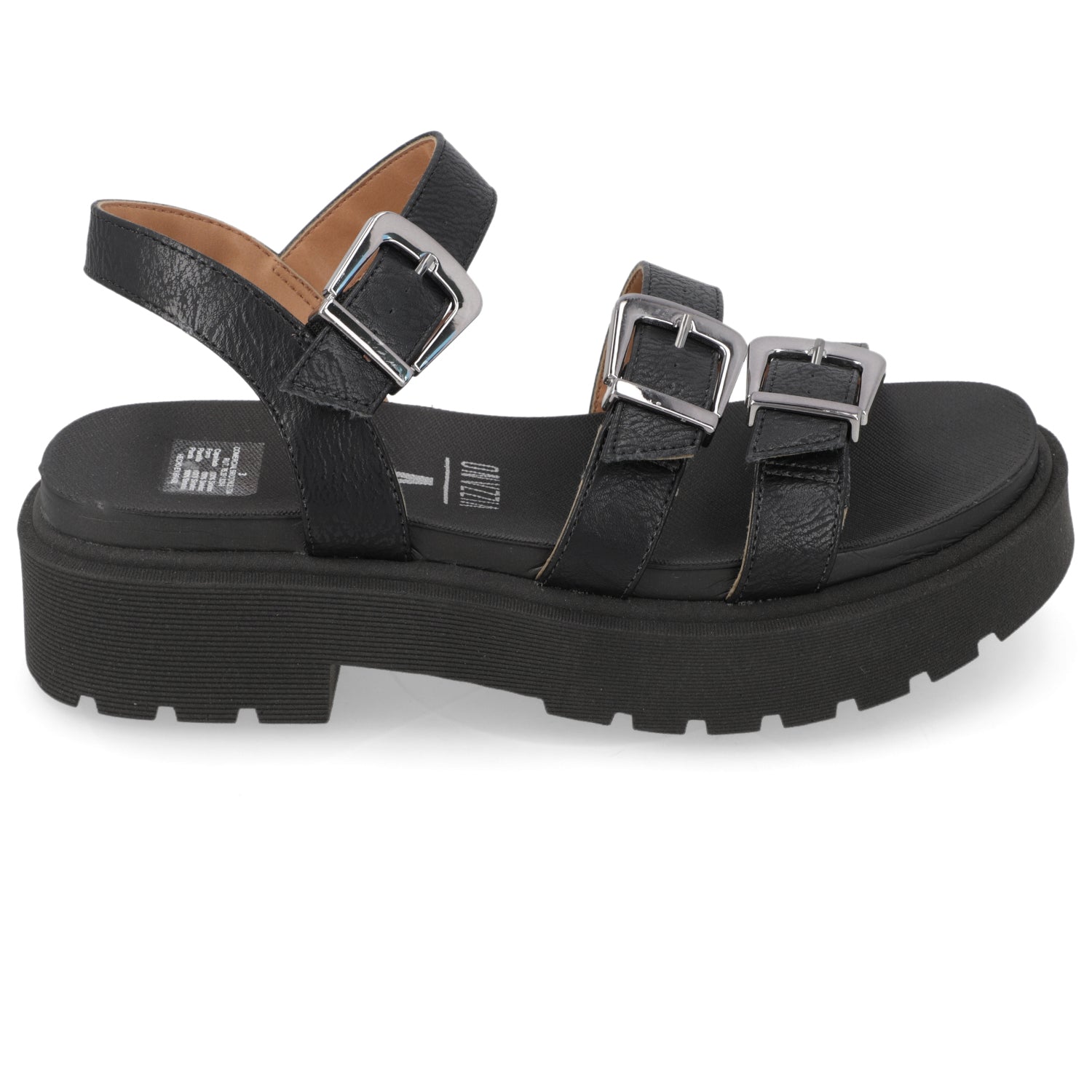 Sandalia Plataforma Negro Vizzano Ecocuero 35 / Negro