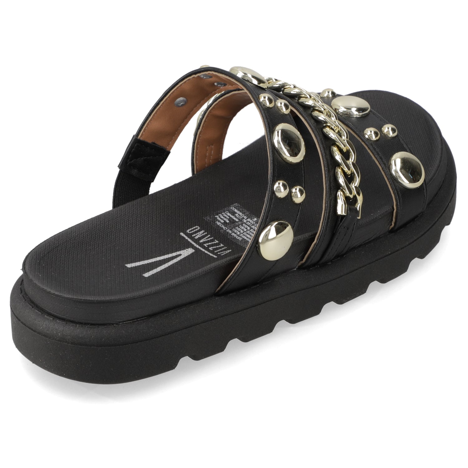 Sandalia Plana Eco Cuero Negro 35 / Negro