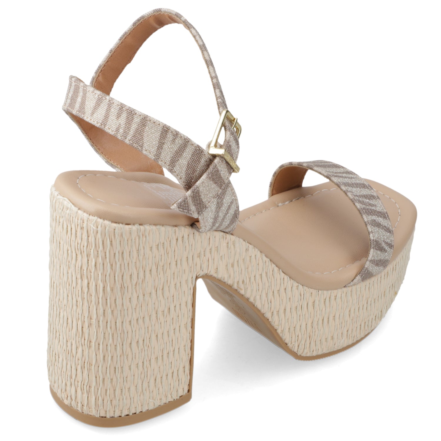 Sandalia Taco Ancho Alto Nude Vizzano