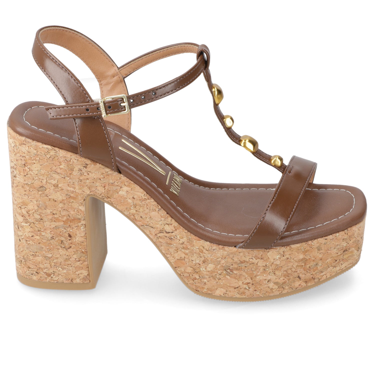 Sandalia Taco Ancho Alto Capuchino Vizzano