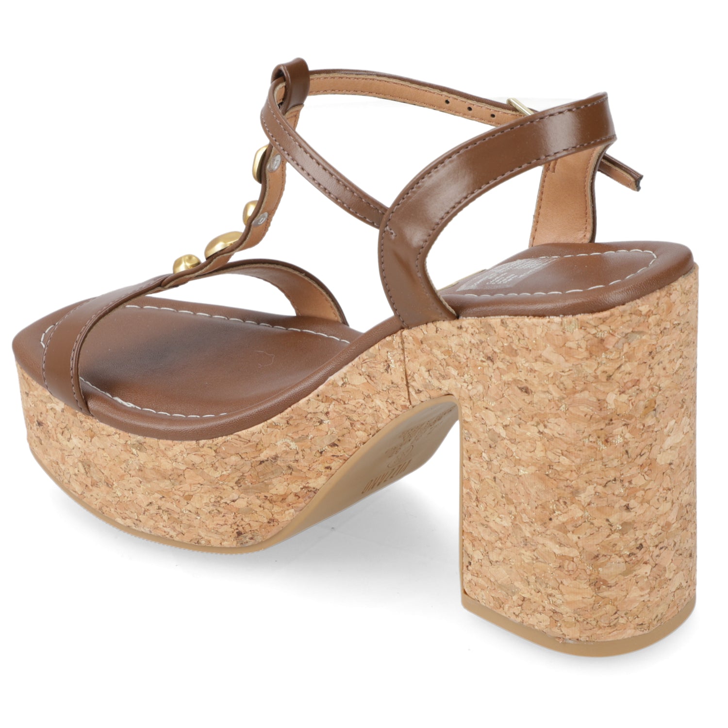 Sandalia Taco Ancho Alto Capuchino Vizzano