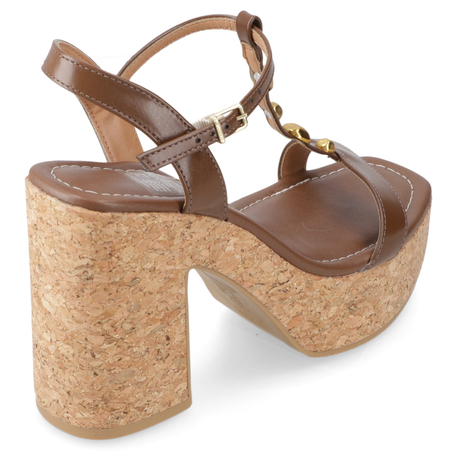 Sandalia Taco Ancho Alto Capuchino Vizzano