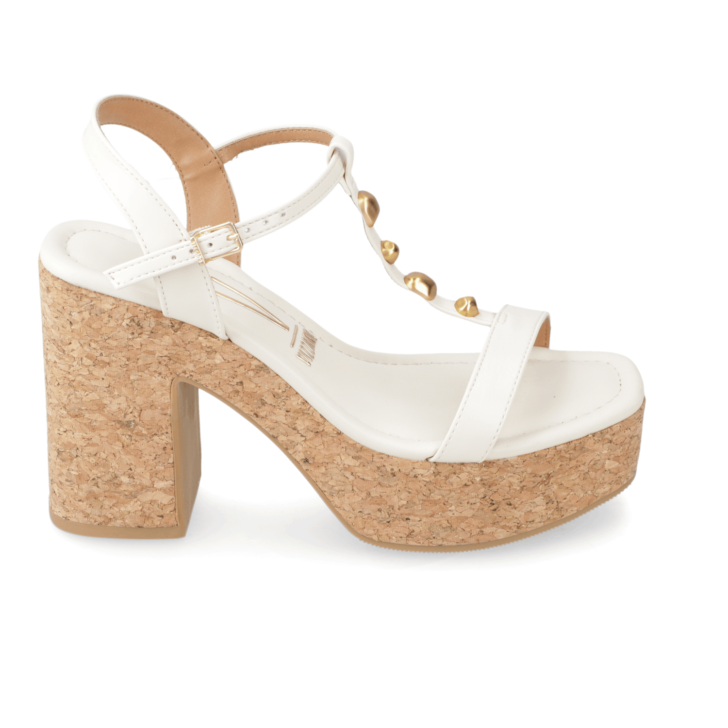 Sandalia Taco Ancho Alto Blanco OFF Vizzano