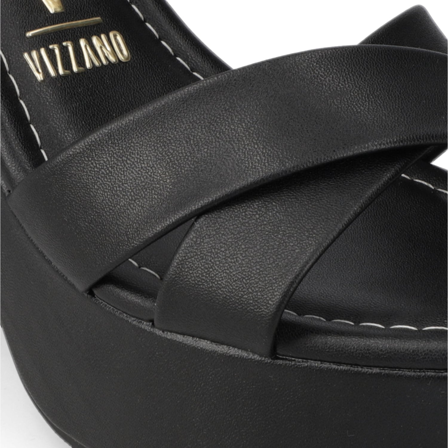 Sandalia Taco Ancho Alto Negro Vizzano Ecocuero 34 / Negro