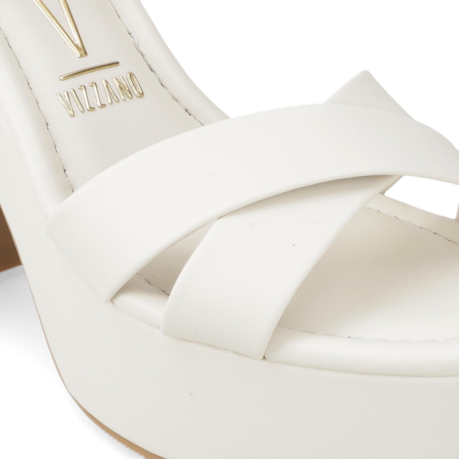 Sandalia Taco Ancho Alto Blanco OFF Vizzano Ecocuero 34 / Blanco OFF