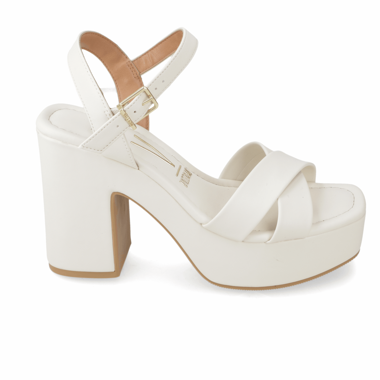Sandalia Taco Ancho Alto Blanco OFF Vizzano Ecocuero 34 / Blanco OFF