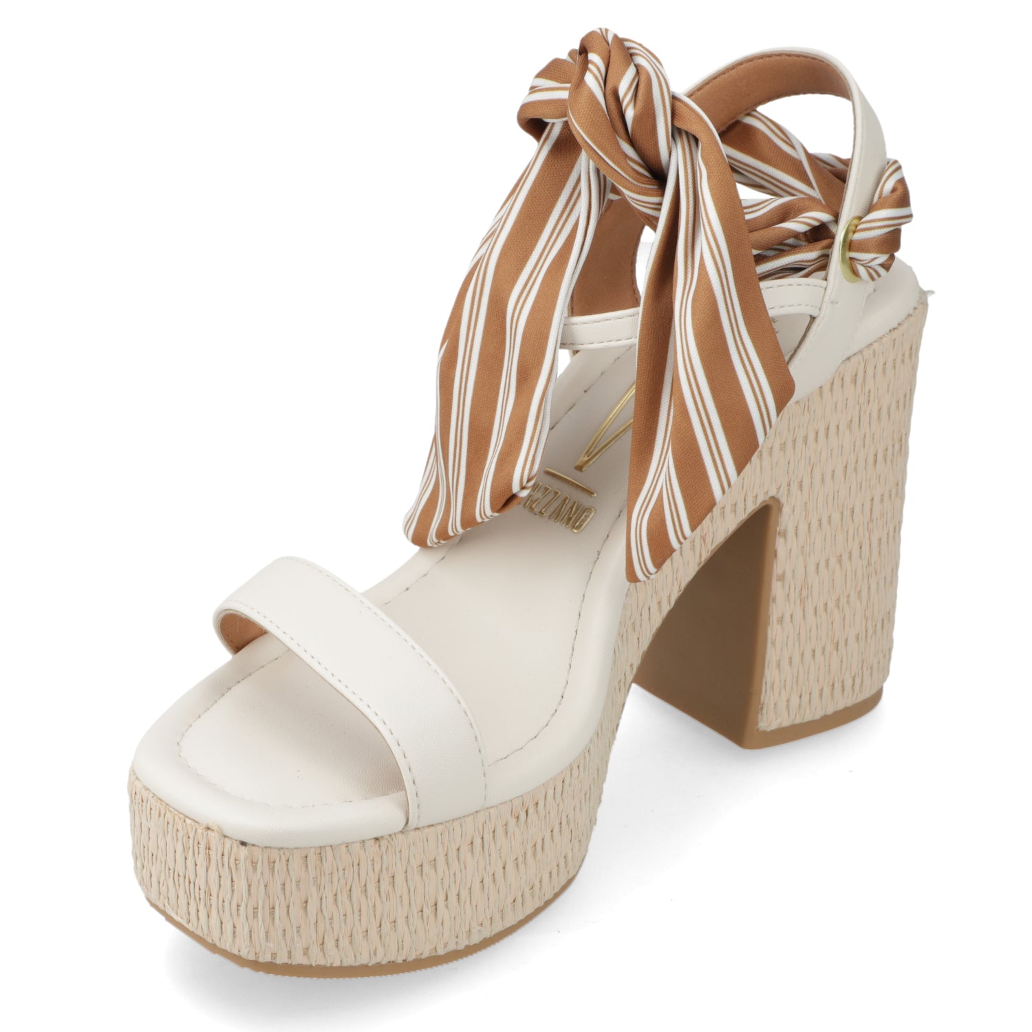 Sandalia Taco Ancho Alto Blanco OFF Vizzano