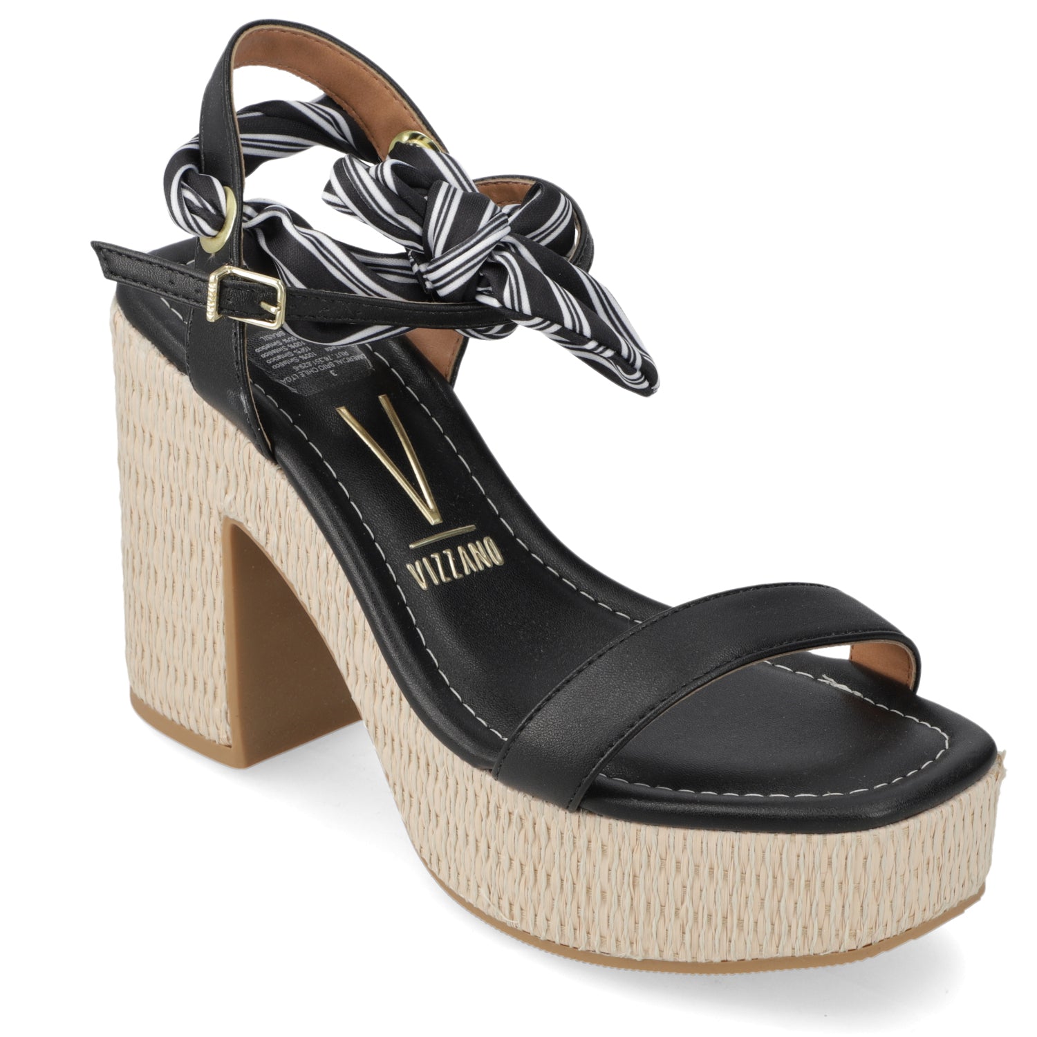 Sandalia Taco Ancho Alto Negro Vizzano