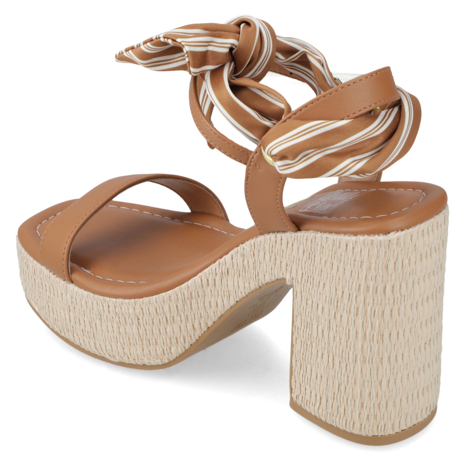 Sandalia Taco Ancho Alto Camel Vizzano