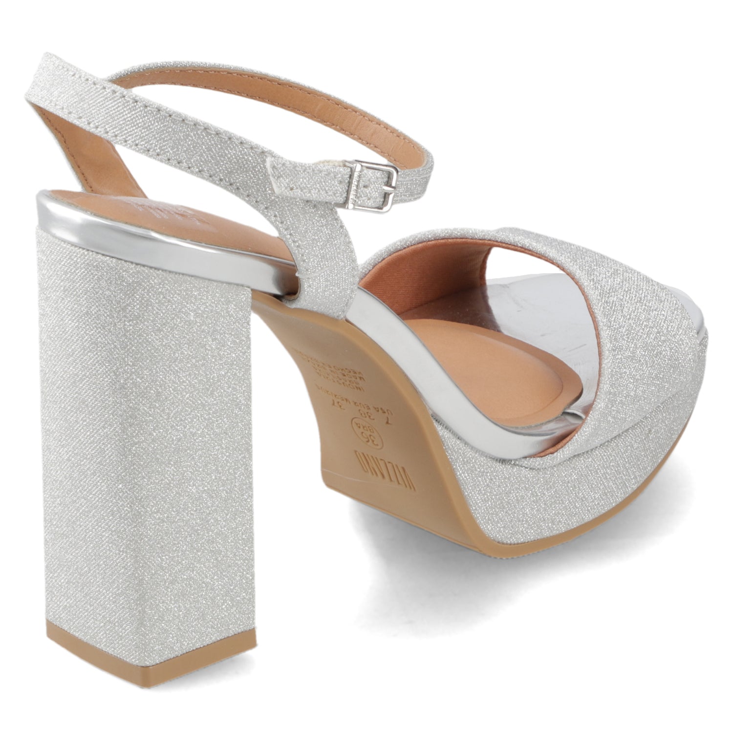 Sandalia Taco Plateado Vizzano