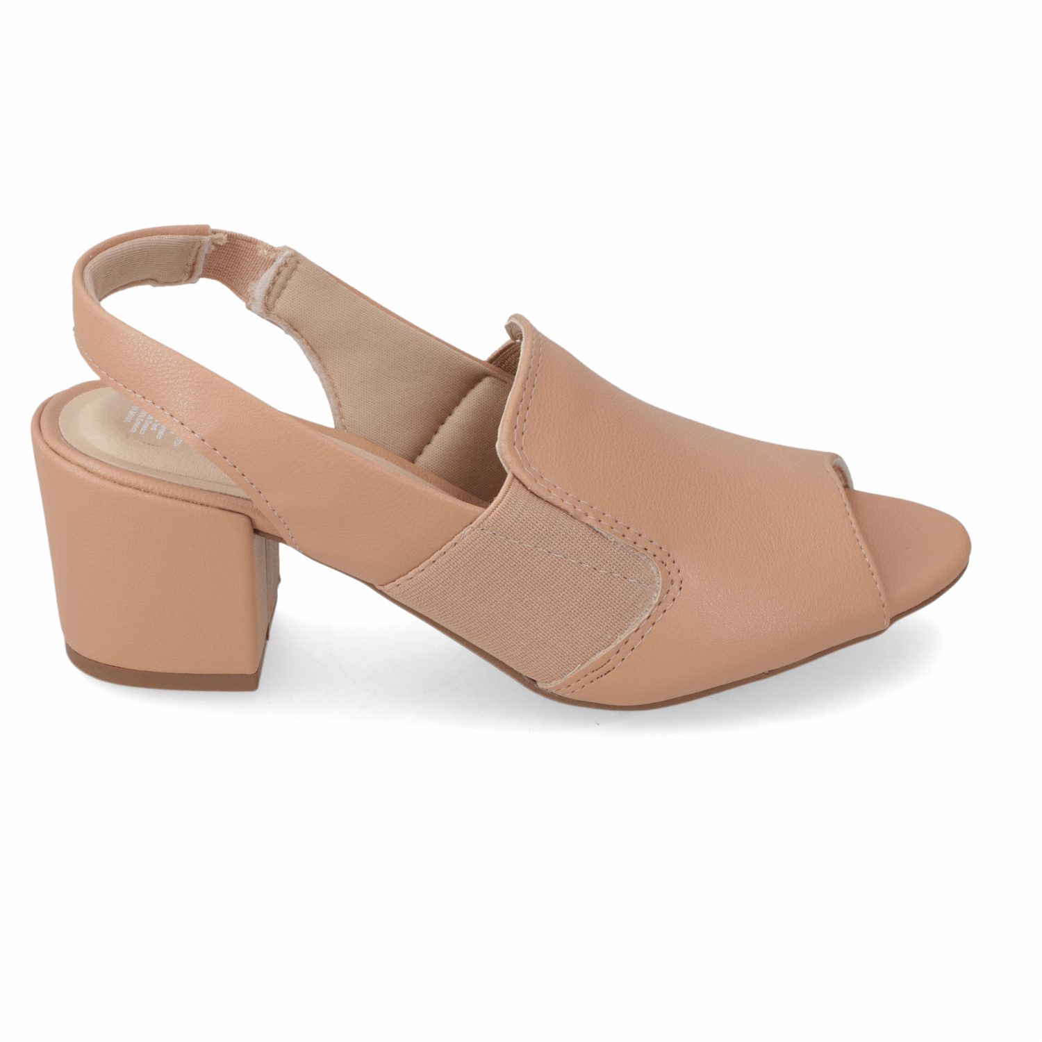 Sandalia Taco Ancho Napa Elastico Nude