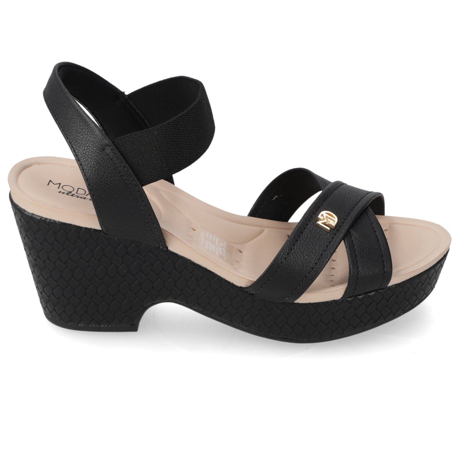 Sandalia Taco Cuña Medio Negro Modare Ecocuero 35 / Negro