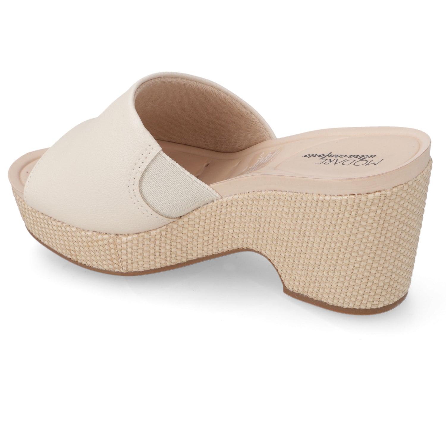 Sandalia Taco Cuña Medio Crema Modare Ecocuero 35 / Crema