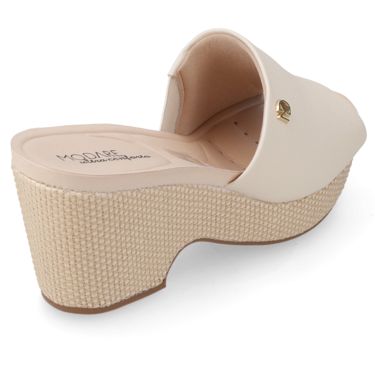 Sandalia Taco Cuña Medio Crema Modare Ecocuero 35 / Crema