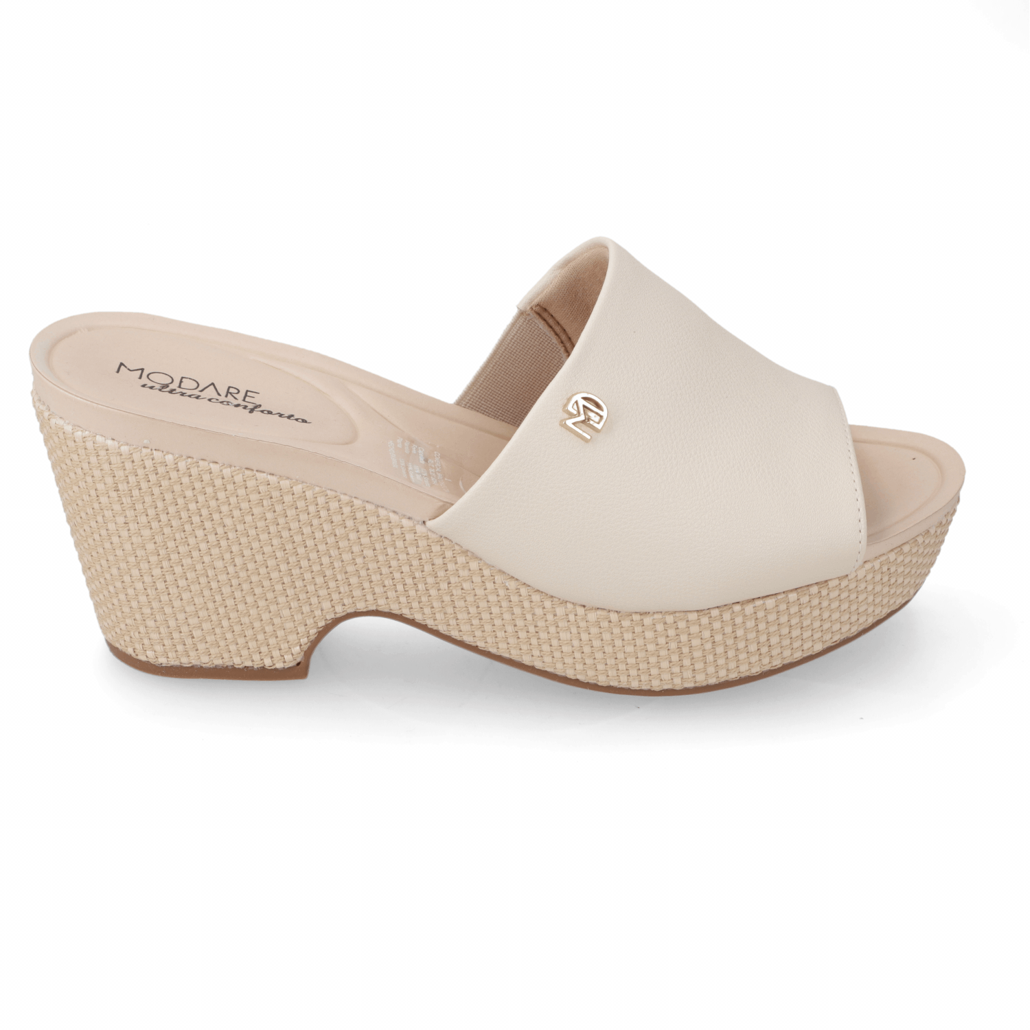 Sandalia Taco Cuña Medio Crema Modare Ecocuero 35 / Crema