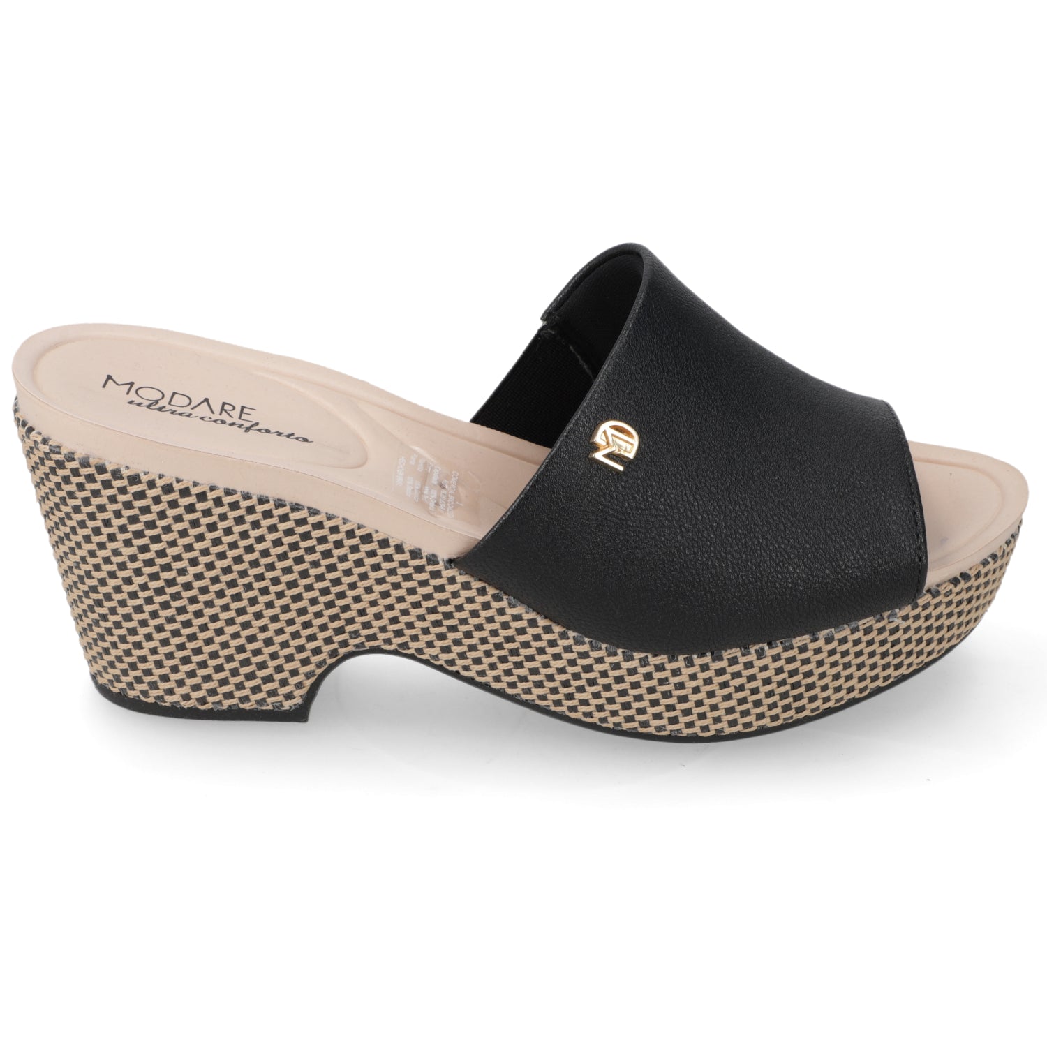 Sandalia Taco Cuña Medio Negro Modare Ecocuero 35 / Negro
