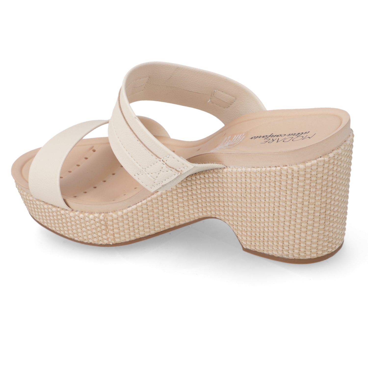 Sandalia Taco Cuña Medio Crema Modare Ecocuero 35 / Crema