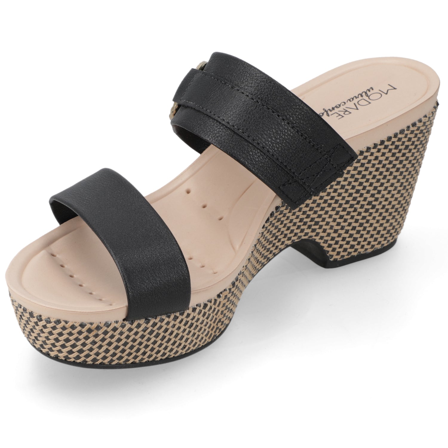 Sandalia Taco Cuña Medio Negro Modare Ecocuero 35 / Negro
