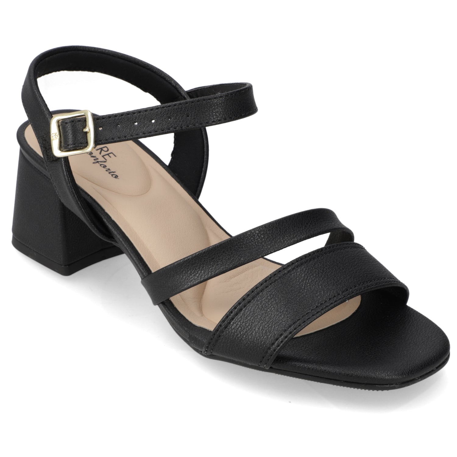Sandalia Taco Ancho Medio Negro Modare Ecocuero 35 / Negro